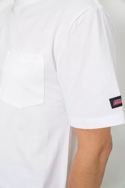 Мужская футболка Dickies однотонная с кинькой котоновая белая размер 2XL - изображение 4