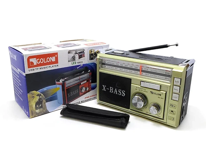 Радиоприёмник Golon RX-381 BT(Bluetooth) c встроенным аккумулятором, считыватель MP3-TF/USB, LED фонарь Gold - Фото 10 Радиоприёмник Golon RX-381 BT(Bluetooth) c встроенным аккумулятором, считыватель MP3-TF/USB, LED фонарь Gold - изображение 10