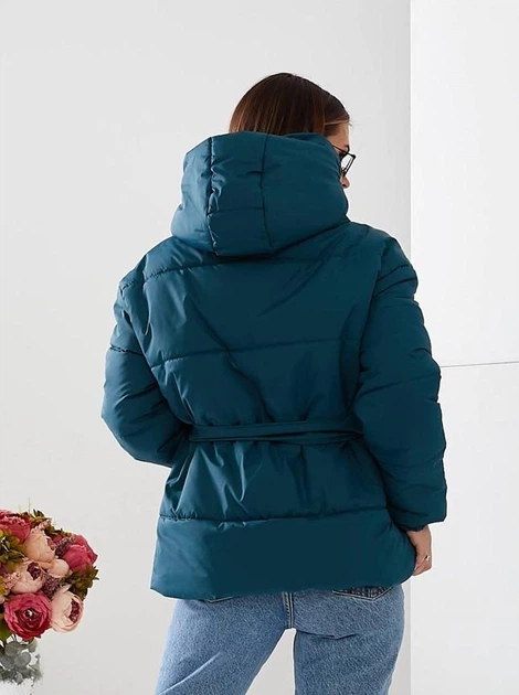 Женская демисезонная куртка с капюшоном KHAN 0332 56 Аквамариновый (KH - 0332/3 N ) - изображение 5