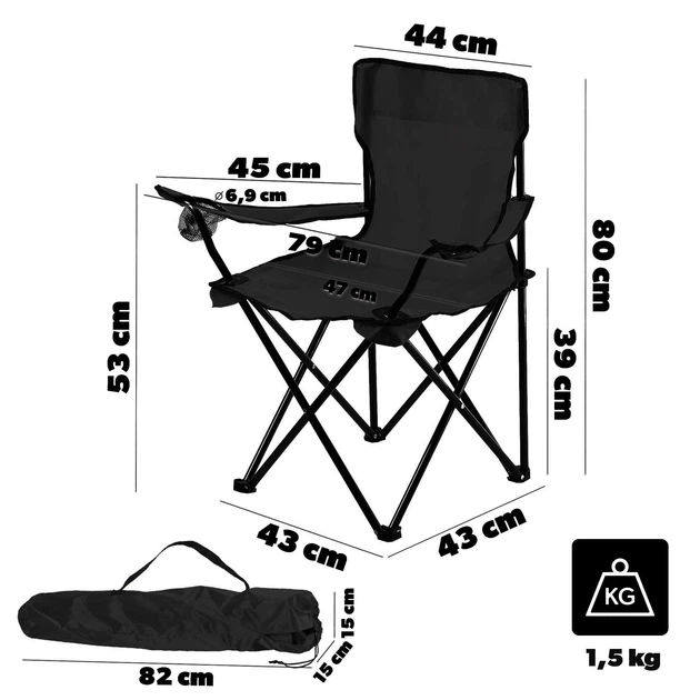 Krzeslo turystyczne Kadax składane Czarne (5903699481448) - obraz 3