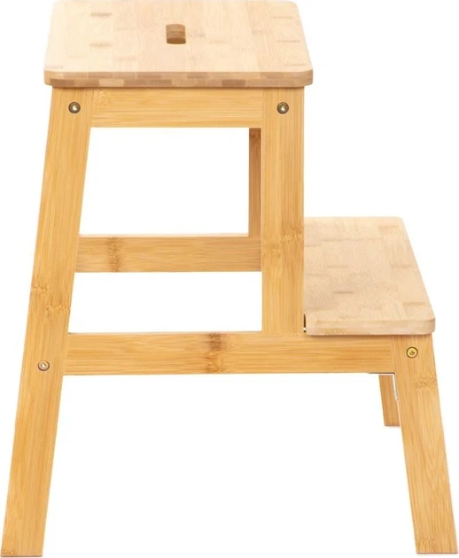 Taboret ze schodkiem HOMLA PASSO bambusowy 43x43x46 cm Buk (5904183873640) - obraz 2