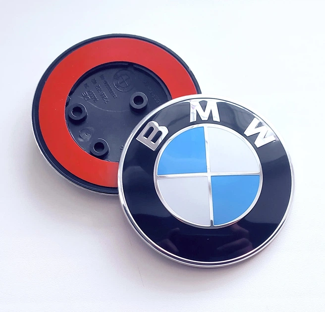Комплект емблем BMW 82 мм, 74 мм 2шт на Капот + Багажник зі втулками F30 F31 F32 F33 F36 Ф30 Ф31 Ф32 Ф33 Ф36, (8132375), (7288752), Біло-Сині Кузов F - зображення 5