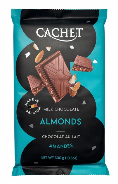 Шоколад Cachet Almonds молочний з мигдалем 300 г (52305) - Фото 1 Шоколад Cachet Almonds молочний з мигдалем 300 г (52305) - зображення 1