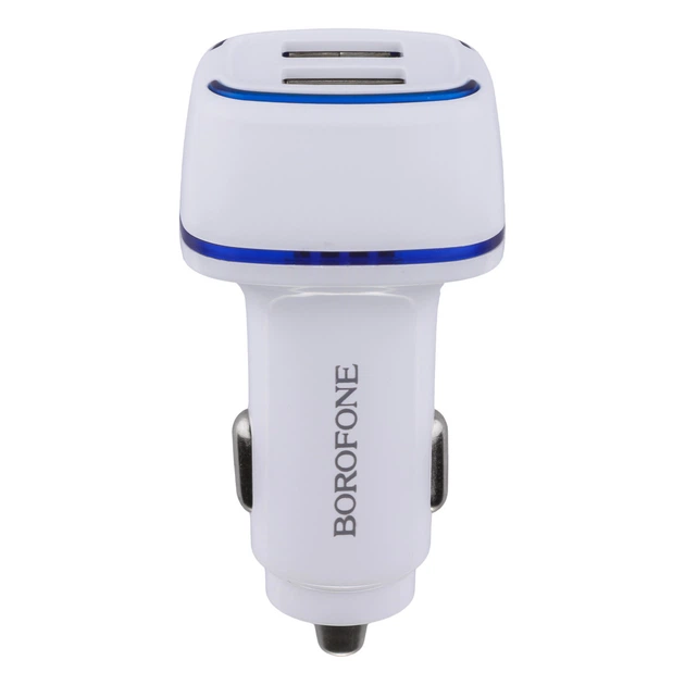 Автозарядний пристрій Borofone BZ14 2 USB 2.4A Білий - Фото 1 Автозарядний пристрій Borofone BZ14 2 USB 2.4A Білий - зображення 1