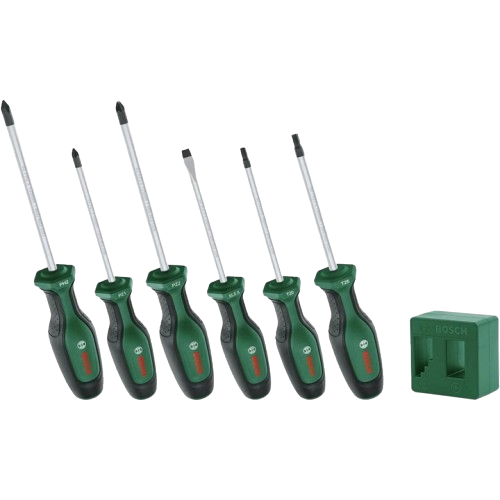 Набор отверток Bosch PH/PZ/SL/Torx и намагнитель прочный стержень Зеленый (1600A02W7L) - Фото 1 Набор отверток Bosch PH/PZ/SL/Torx и намагнитель прочный стержень Зеленый (1600A02W7L) - изображение 1