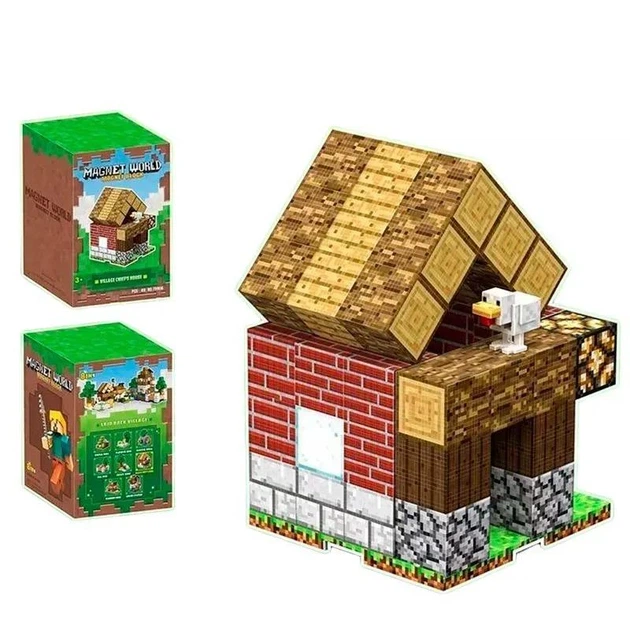 Minecraft магнітний конструктор Magnet World Сільський будиночок 49 деталей, іграшковий набір з тваринами T9906 - зображення 2
