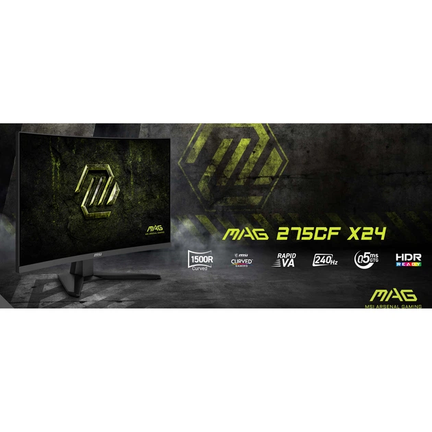 Монітор ігровий вигнутий 27" MSI MAG 275CF X24 VA 1920x1080 240 Гц 300 кд/м² Black - зображення 5