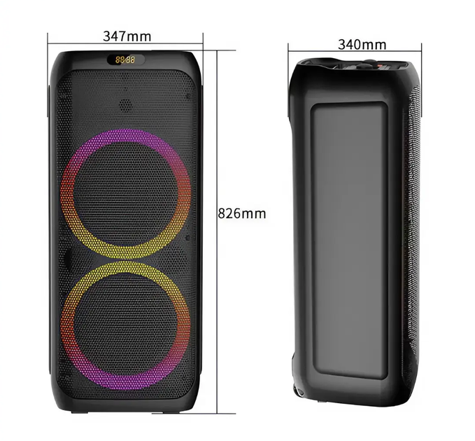 Портативна Bluetooth-колонка SPS ZQS10209 50 Вт з мікрофонами та LED підсвічуванням 6000 mAh Black (10379) - зображення 6