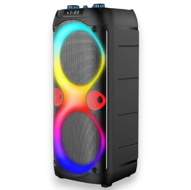 Портативна Bluetooth-колонка SPS ZQS10213 60 Вт з мікрофонами та LED підсвічуванням 6000 mAh Black (10380) - зображення 2