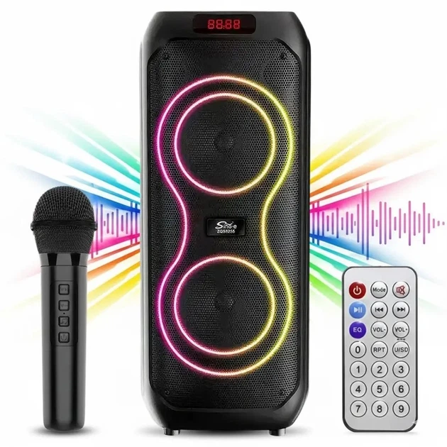 Портативна Bluetooth-колонка SPS ZQS8255 40 Вт з мікрофоном та LED підсвічуванням 5000 mAh Black (10377) - зображення 7