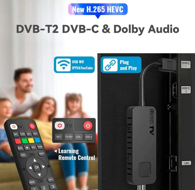 ТБ-тюнер DVB-T2 DVB-C Dolby Audio H.265/HEVC UBISHENG U3mini Чорний Тюнер ТВ - изображение 4