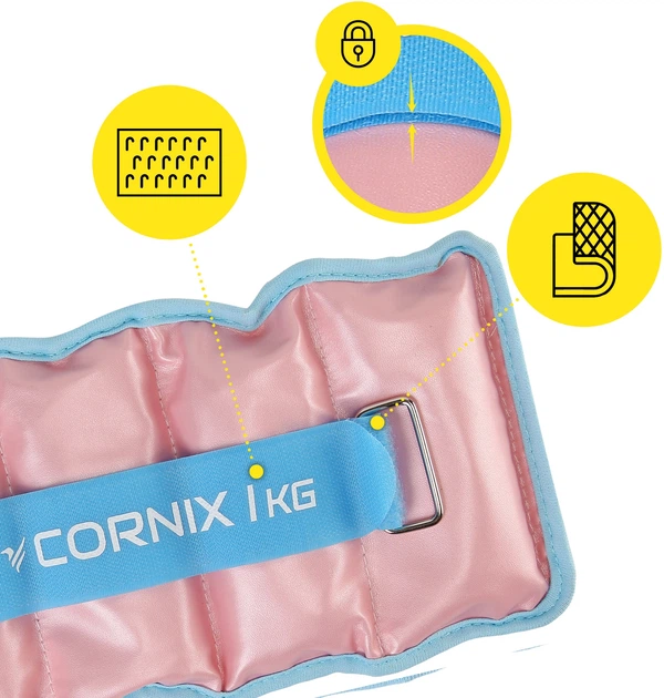 Утяжелители-манжеты для ног и рук Cornix 2 x 1 кг Розово-голубые (XR-0399) - изображение 4