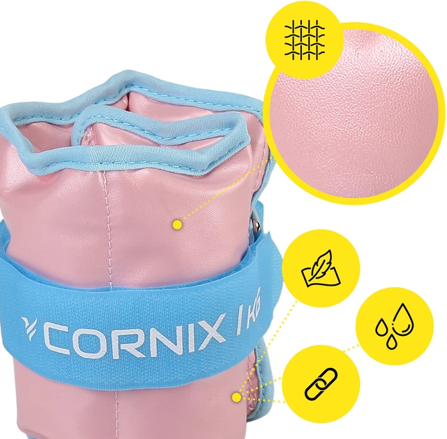 Утяжелители-манжеты для ног и рук Cornix 2 x 1 кг Розово-голубые (XR-0399) - изображение 6