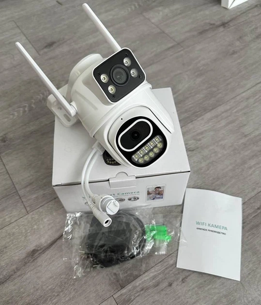 IP Wifi камера видеонаблюдения ICSEE 8MP уличная поворотная 2 объектива A33 Besder, Белая - изображение 8