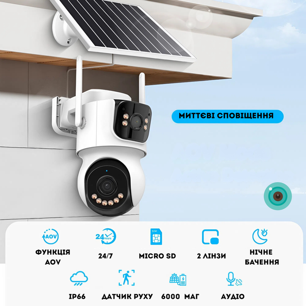 Уличный IP 4G LTE Камера видеонаблюдения на солнечной панели iCsee 8MP, Besder - изображение 6