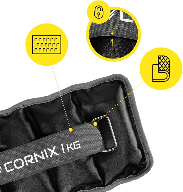 Утяжелители-манжеты для ног и рук Cornix 2 x 1 кг Черно-серые (XR-0397) - изображение 3