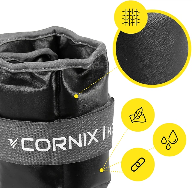 Утяжелители-манжеты для ног и рук Cornix 2 x 1 кг Черно-серые (XR-0397) - изображение 4