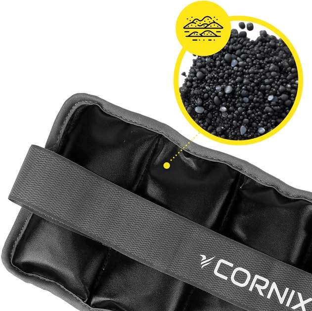 Утяжелители-манжеты для ног и рук Cornix 2 x 1 кг Черно-серые (XR-0397) - изображение 5