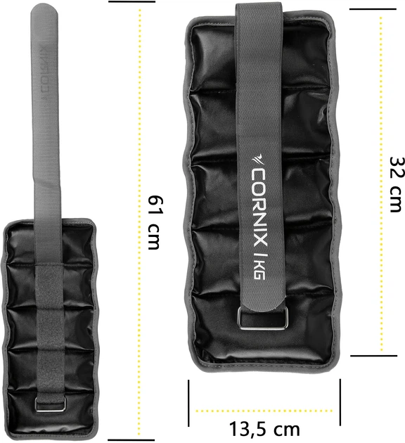 Утяжелители-манжеты для ног и рук Cornix 2 x 1 кг Черно-серые (XR-0397) - изображение 8