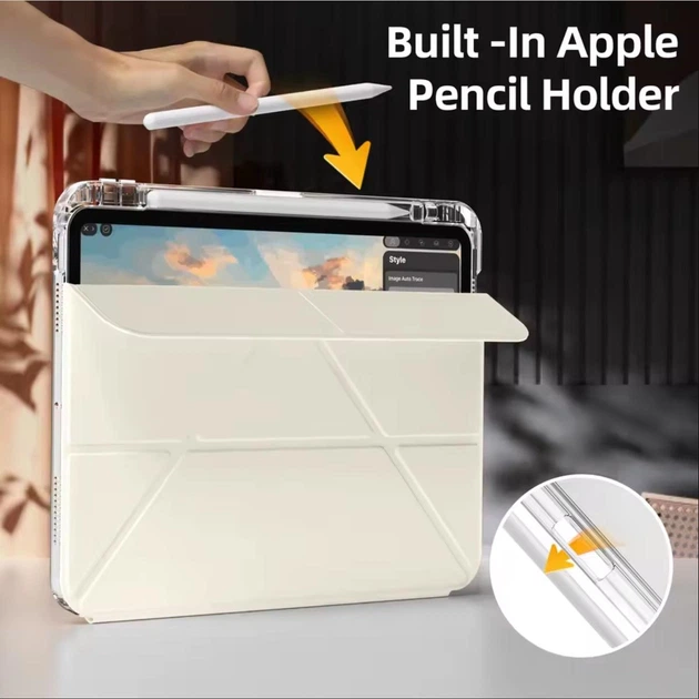 Раздвижной чехол обложка Pulling Separation Y-Fold + Right Pencil Holder BBM1 для iPad 10 2022/2024 10.9"/iPad 11" 2025 (A16) Кремовый - изображение 2