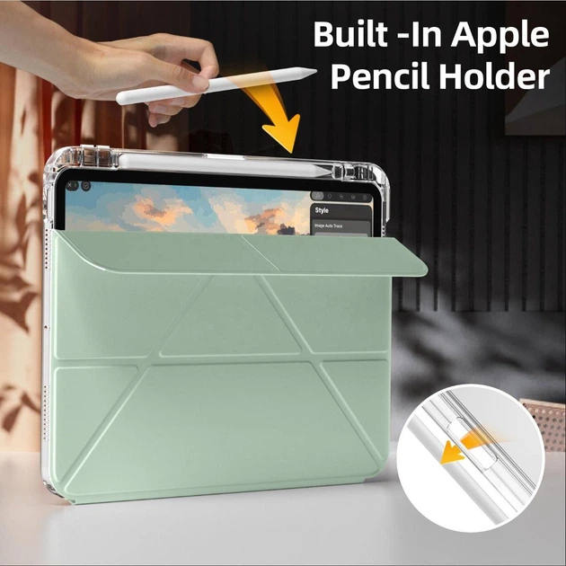 Раздвижной чехол обложка Pulling Separation Y-Fold + Right Pencil Holder BBM1 для iPad 10 2022/2024 10.9"/iPad 11" 2025 (A16) Светло-зеленый - изображение 3