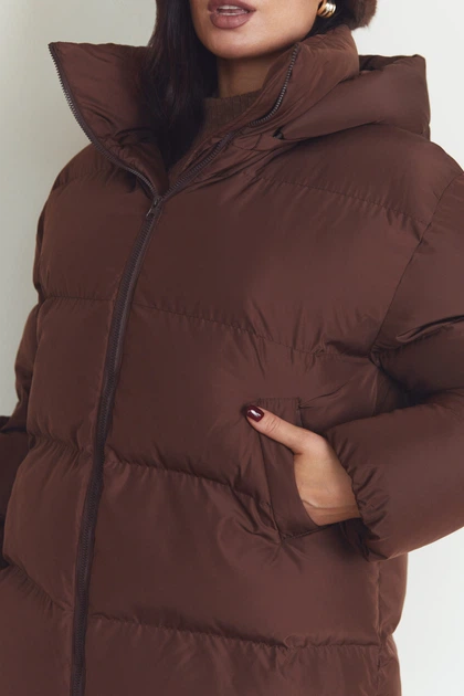 Жіноча зимова куртка з капюшоном Seventeen L-XL Шоколадний (2000000211251) - зображення 5