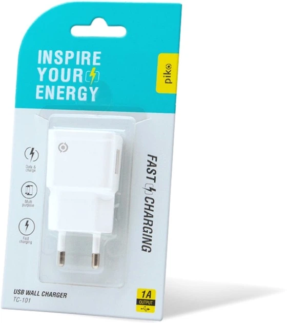 Сетевое зарядное устройство для Piko TC-101 USB-A 1A 5W White (1283126477553) - изображение 3