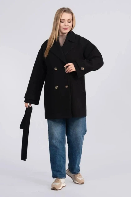 Пальто великих розмірів жіноче демісезонне UF-Fashion 1177-r 54 чорний - Фото 2 Пальто великих розмірів жіноче демісезонне UF-Fashion 1177-r 54 чорний - зображення 2