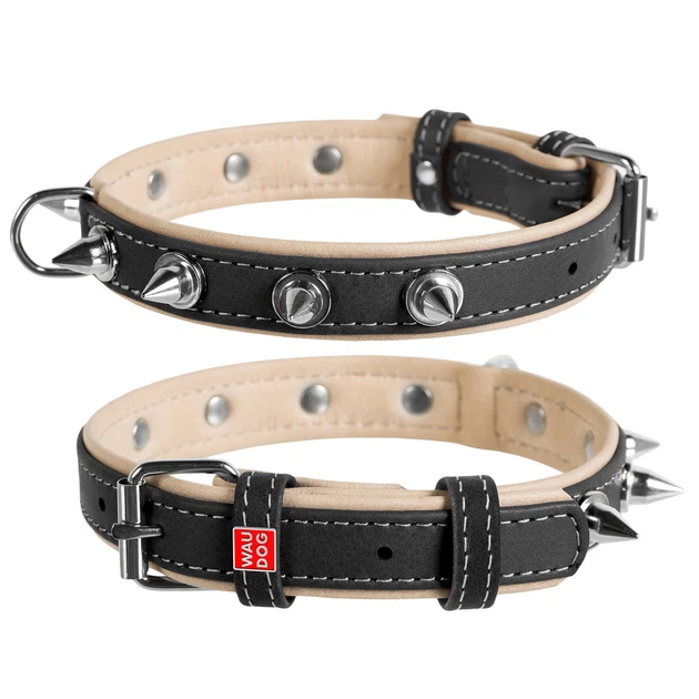 Нашийник шкіра 46-60 см 35 мм з шипами Soft Collar для собак чорний - изображение 4