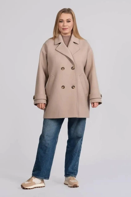 Жіноче пальто великих розмірів демісезонне UF-Fashion 1177-r 54 бежевий - Фото 1 Жіноче пальто великих розмірів демісезонне UF-Fashion 1177-r 54 бежевий - зображення 1