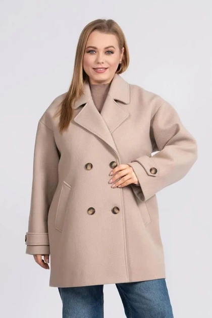 Жіноче пальто великих розмірів демісезонне UF-Fashion 1177-r 54 бежевий - Фото 2 Жіноче пальто великих розмірів демісезонне UF-Fashion 1177-r 54 бежевий - зображення 2