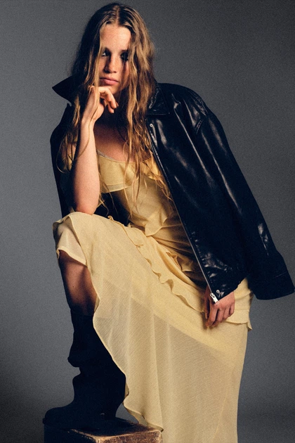 Комбінована сукня з воланами Zara 1223/459 L Жовта (01223459300L) - зображення 4
