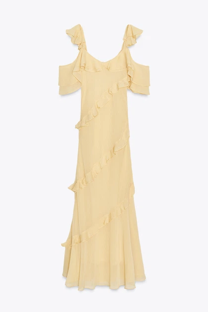 Комбінована сукня з воланами Zara 1223/459 L Жовта (01223459300L) - зображення 5