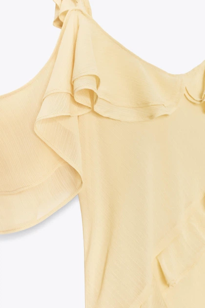 Комбінована сукня з воланами Zara 1223/459 L Жовта (01223459300L) - зображення 7
