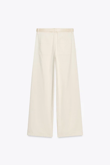 Широкі джинси з ременем Zara 8372/257 L бежеві (08372257712L) - изображение 7