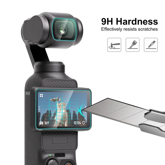 Захисне скло Puluz PU950T 9H 2.5D HD для камери DJI Osmo Pocket 3 (об'єктив + екран) - зображення 3