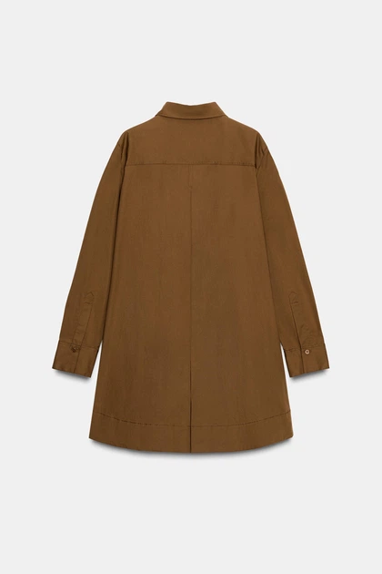 Поплінова сукня-сорочка zw collection Zara 9210/588 XS коричнева (09210588723XS) - Фото 7 Поплінова сукня-сорочка zw collection Zara 9210/588 XS коричнева (09210588723XS) - зображення 7