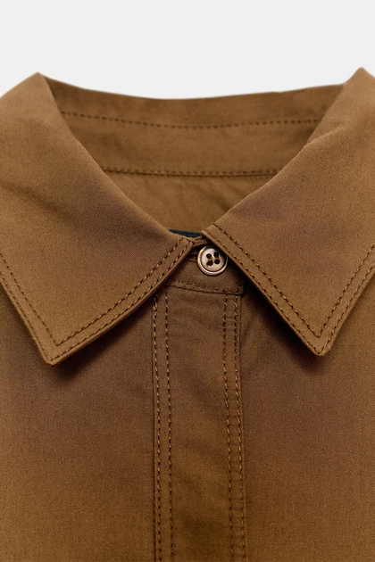 Поплінова сукня-сорочка zw collection Zara 9210/588 XS коричнева (09210588723XS) - Фото 8 Поплінова сукня-сорочка zw collection Zara 9210/588 XS коричнева (09210588723XS) - зображення 8
