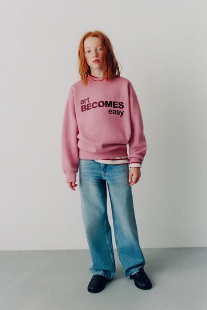 Світшот із вишитим написом Zara 0257/600 122см Рожевий (00257600620122) - изображение 5