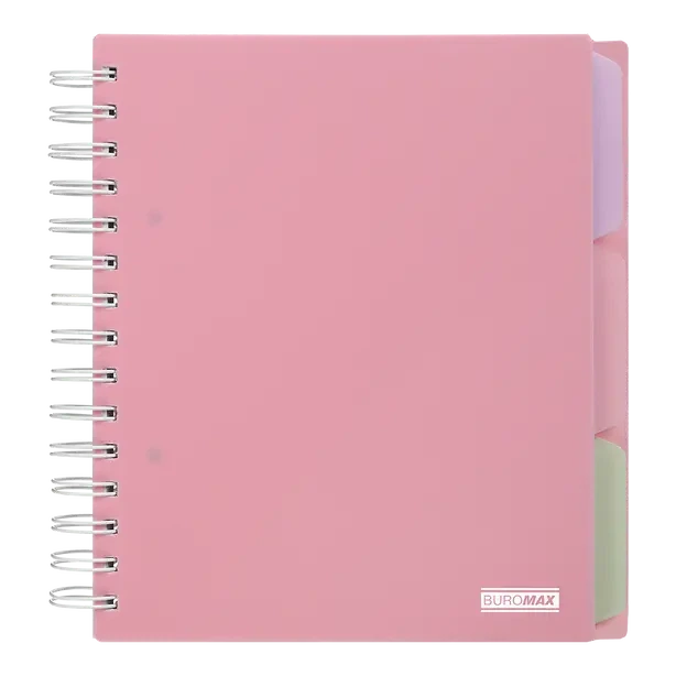 Зошит офісний Buromax Pastel В5 120 арк. з розділювачем клітинка пластикова політурка на пружині рожевий (BM.24355912-10) - Фото 1 Зошит офісний Buromax Pastel В5 120 арк. з розділювачем клітинка пластикова політурка на пружині рожевий (BM.24355912-10) - изображение 1