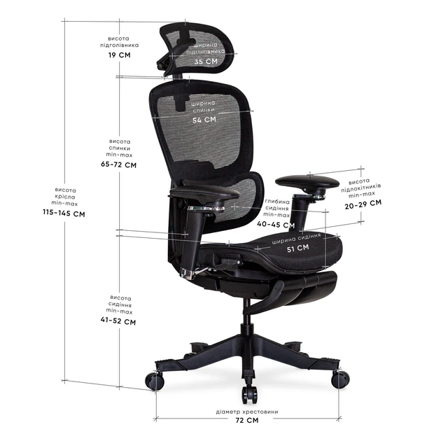 Офісне крісло Mealux Q5 Air Black (арт. HF-Q5 M/B) - изображение 3