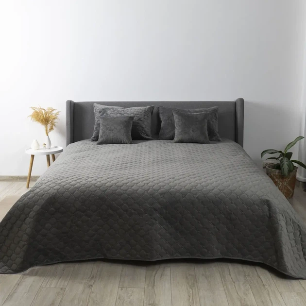 Покривало ТЕП "VELOUR" Сіре/Ромб круглий, 180x240 - зображення 2
