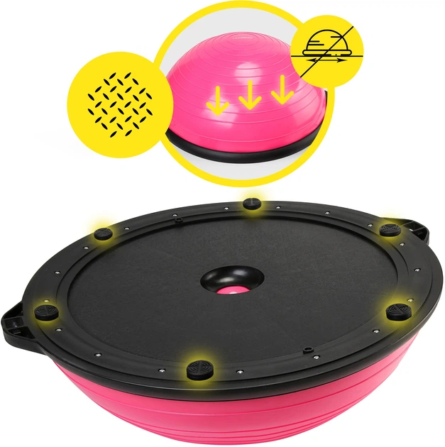 Балансировочная платформа Cornix Bosu Ball полусфера 58 см с эспандерами Pink (XR-0456) - изображение 4