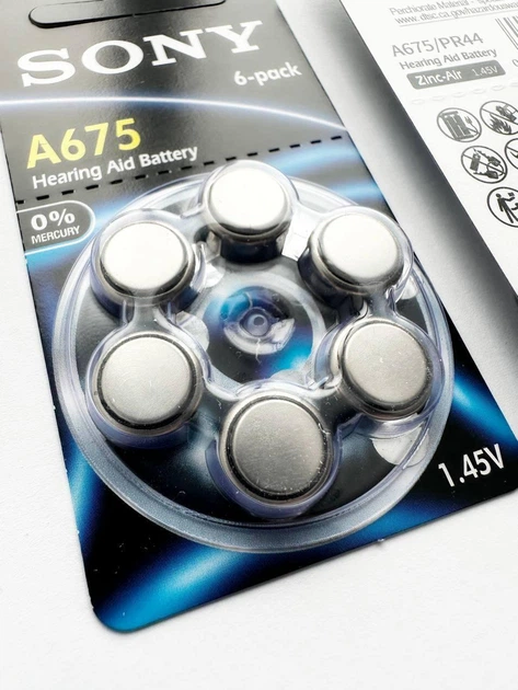 Батарейка цинково-повітряна для слухових апаратів Sony A675 (PR44) Zinc-Air 1.45V, 6 штук - Фото 3 Батарейка цинково-повітряна для слухових апаратів Sony A675 (PR44) Zinc-Air 1.45V, 6 штук - зображення 3