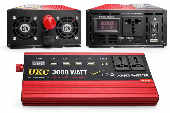 Інвертор автомобільний 3000W AR AC/DC 12V перетворювач напруги з функцією плавного пуску з USB (O) - зображення 2