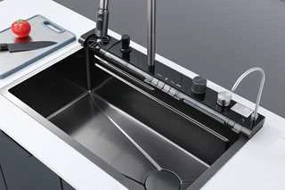 Мийка багатофункціональна Zerix ZH7546-SET-05 Decor Graphite з вбудованим змішувачем з нержавіючої сталі (ZM5592) - зображення 3