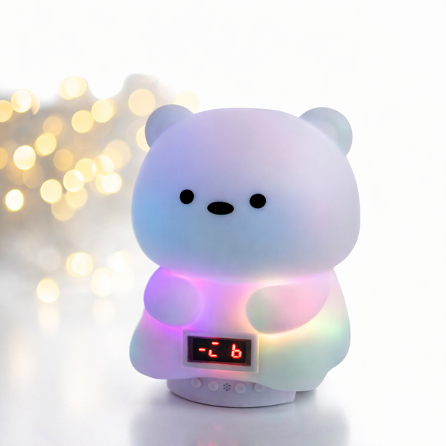 Дитячий акумуляторний нічник "Ведмедик" з Bluetooth-колонкою та електронним годинником м'яким LED-світлом, багатокольоровою RGB-підсвіткою - зображення 3