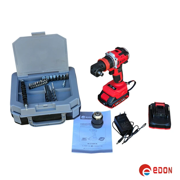 Аккумуляторный шуруповерт бесщеточный EDON ED-21CUN BL (съемный патрон + угловая насадка) - изображение 14