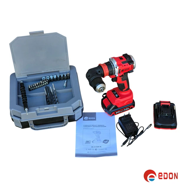 Аккумуляторный шуруповерт бесщеточный EDON ED-21CUN BL (съемный патрон + угловая насадка) - изображение 15