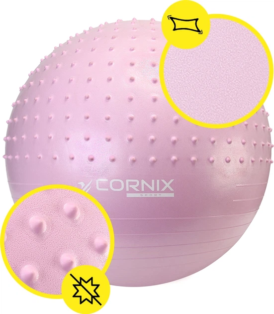 Мяч для фитнеса (фитбол) Cornix 55 см полумассажный Anti-Burst XR-0465 Light Pink - изображение 6